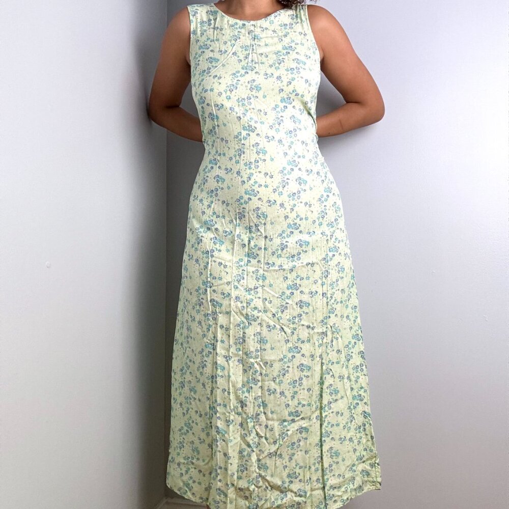Y2K Green Floral Maxi Dress
